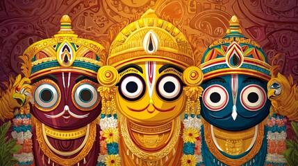 Three Unique Masks of Lord Jagannath, Balabhadra, and Subhadra
