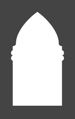 Islamic Ramadan frame shape with Arabic pattern. Arch frame of door and window with Indian ornament for oriental collage design. Muslim traditional decoration.