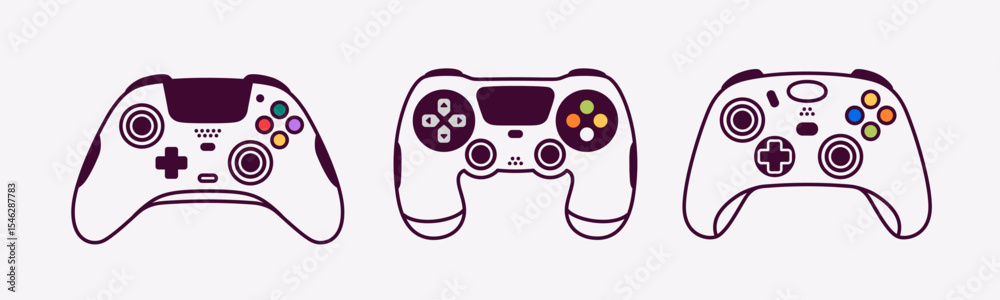 Wall mural game controllers set. joystick with touchpad. vector illustration. modern gaming devices with button