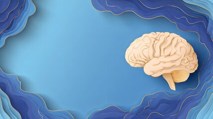 Human Brain on Blue Background - World Brain Tumor Day Awareness Month