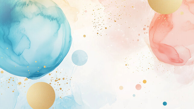 International Dot Day Banner With Soft Blue to Gold Gradient Background Featuring Large Colorful Painted Watercolor Dot on Left Side and Spacious Empty Area for Text on the Center-Right