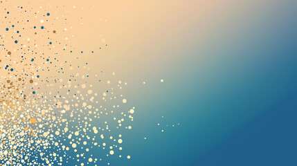 International Dot Day Banner With Minimalist Blue to Soft Gold Gradient Background Featuring Abstract Vector Cluster of Hand-Drawn Colorful Dots and Large Centered Blank Space for Text Placement