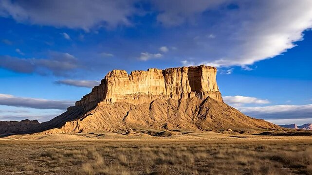 Majestic mesa landscape high angle view of flat topped mountain in arid plain dramatic nature scene copy space