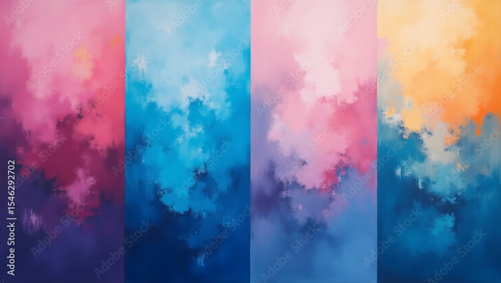 Poster abstract multi-colored painting with artistic brushstrokes. this striking work evokes a sense of dep