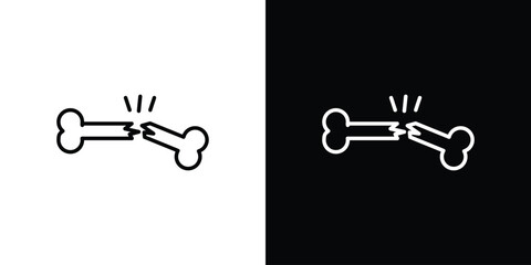 Broken bone icon in black. flat graphic vector icon