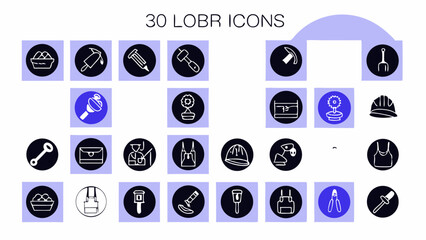 Labor line editable icon set. Contains icons related to labor, construction, labour day, renovation, and more. Vector illustration. make 30 vectors on one image