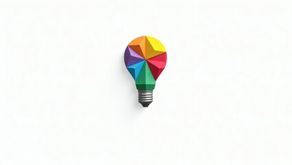a vibrant and colorful light bulb idea icon, representing creativity and innovation. The light bulb is made up of a vibrant mosaic of colorful shapes