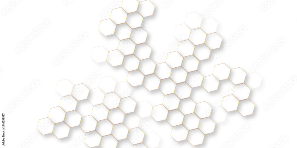 Poster abstract honeycomb mosaic white background, group of hexagons are arranged in rows, abstract geometr