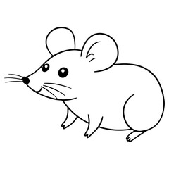 Fototapeta premium A small, simple white mouse shown in profile. This black and white outline drawing is perfect for minimalist icons, lab-themed graphics, and children's coloring pages.