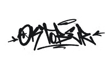 October Graffiti Art Bold Black Lettering Style