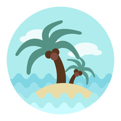Island with palm trees icon. Summer. Vacation