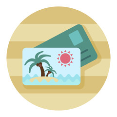 Card with palm icon. Summer. Vacation
