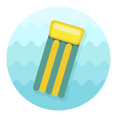 Floating mattress on beach icon. Summer. Vacation