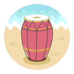 Drum vector icon. Summer. Vacation