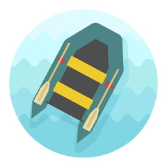 Inflatable rubber boat flat vector icon