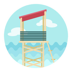 Lifeguard tower icon. Summer. Vacation