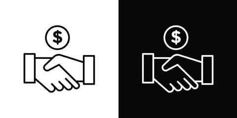 Fototapeta premium Business deal icon in black. flat graphic vector icon