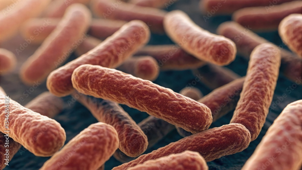 Aufkleber microscopic view of gut bacteria cluster in gigapixel quality
