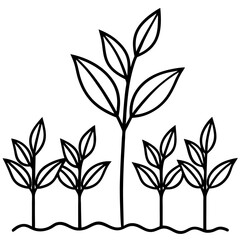 Seedling Sprout Line Art Vector