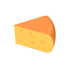 A wedge of orange cheese with holes, representing a popular dairy product used in various dishes.