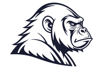 Majestic gorilla head profile shows intense focus within a minimalist monochrome tattoo design