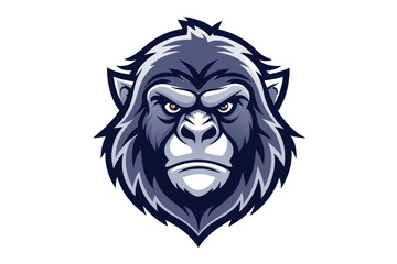 The stern silverback gorilla displays its intense gaze and prominent brow ridges on white
