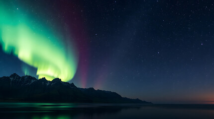 a breathtaking view of the Northern Lights, or Aurora Borealis. Generative ai