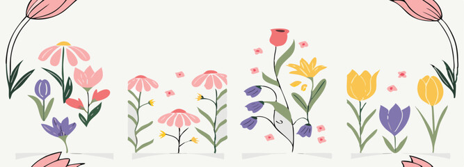 Colorful Hand-Drawn  Wall Art Set – Botanical Kitchen Prints with Citrus, Berries, and Autumn Harvest in Modern Flat Style. Botanical wall art vector set. Hand draw template leaves and art design.