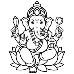 lord ganesha line art drawing, god ganesh picture, god ganesh vector image