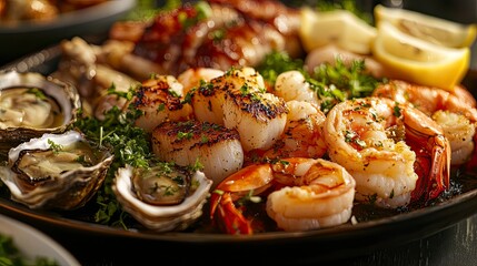 A platter of diverse grilled seafood