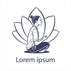 Yoga sitting lotus pose logo.
