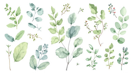 Set of spring flowers, set of flowers, set of colorful flowers Watercolor