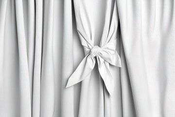 White Textured Curtains with Tied Knot Detail