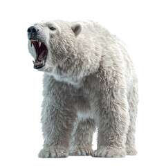 Fototapeta premium Polar bear running, full-body, isolated transparent background, PNG