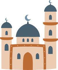 Mosque with multiple domes and minarets