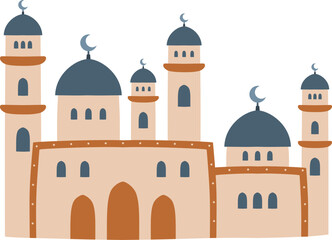 Mosque with multiple domes and minarets
