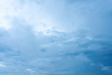 Serene Light Blue Sky with Soft Fluffy Clouds Peaceful Weather Nature Background