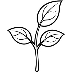 Tiny Leaf Bud Line Art Vector