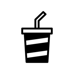 Fototapeta premium Black-and-White Icon of a Beverage Cup with a Straw