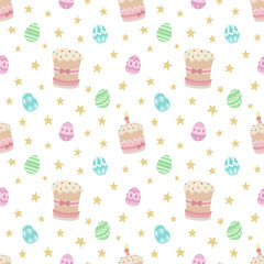 Festive seamless pattern with easter cakes