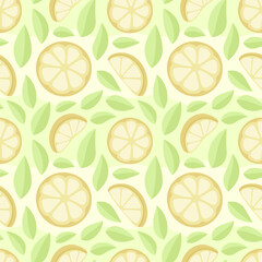 Seamless pattern with citrus fruits and leaves