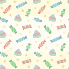 Tile pattern with candies and golden stars