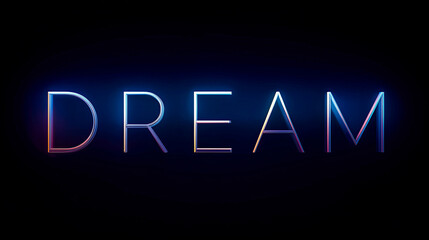 Obraz premium DREAM Text. Blue and Purple Neon Futuristic Effect. Trendy Glow Lighting. 4K Video Animation
