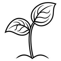 Tiny Seedling Outline Vector