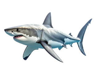 Great White Shark, HD real photo of a great white shark in side profile, smooth body