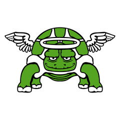 Turtle angel heaven wings halo flying holy funny Isolated Vector Graphic Design Illustration
