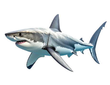Great White Shark, HD real photo of a great white shark in side profile, smooth body