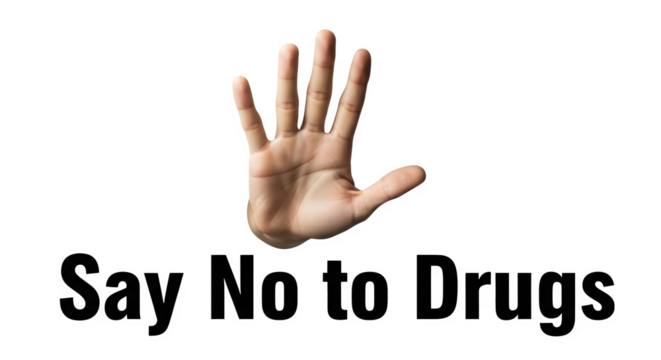 Stop Drugs Hand Gesture isolated on transparent background