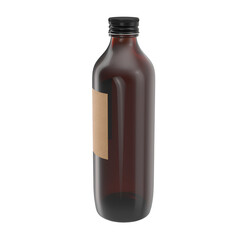 A dark glass bottle with a blank label, suitable for storing beverages or liquids.