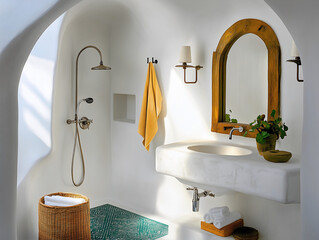 Modern Luxury Kitchen with Black Cabinets, White Island, and Brass Accents
